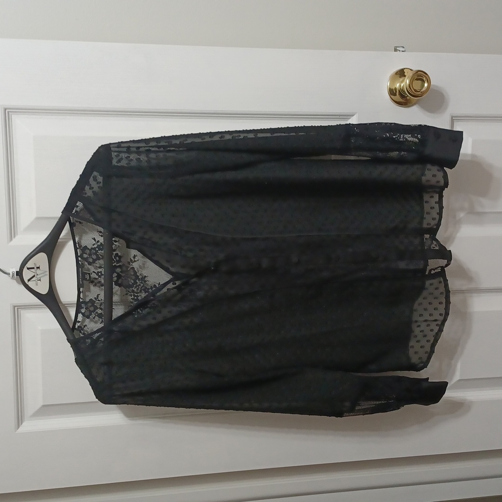 Ann Taylor Clip Dot chiffon blouse